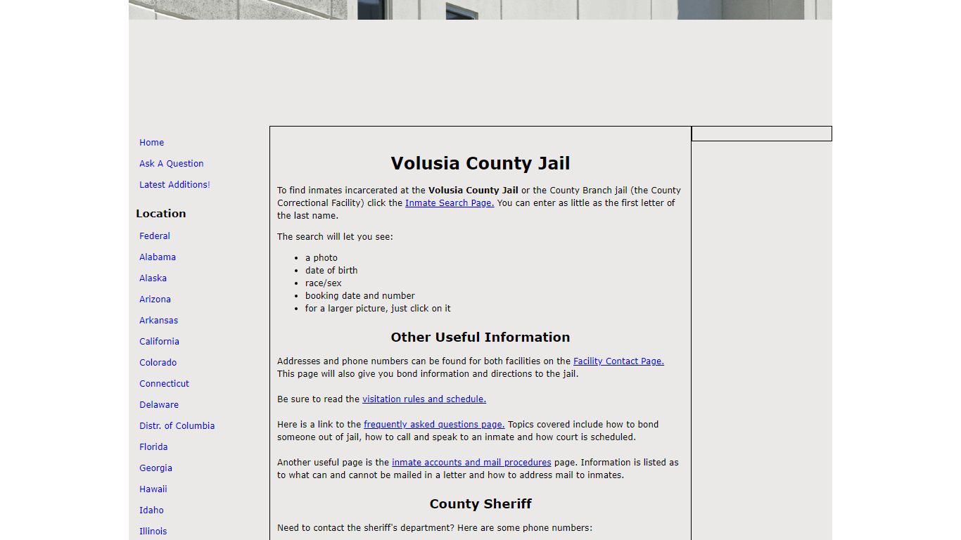 Volusia County Jail - The Free Inmate Locator